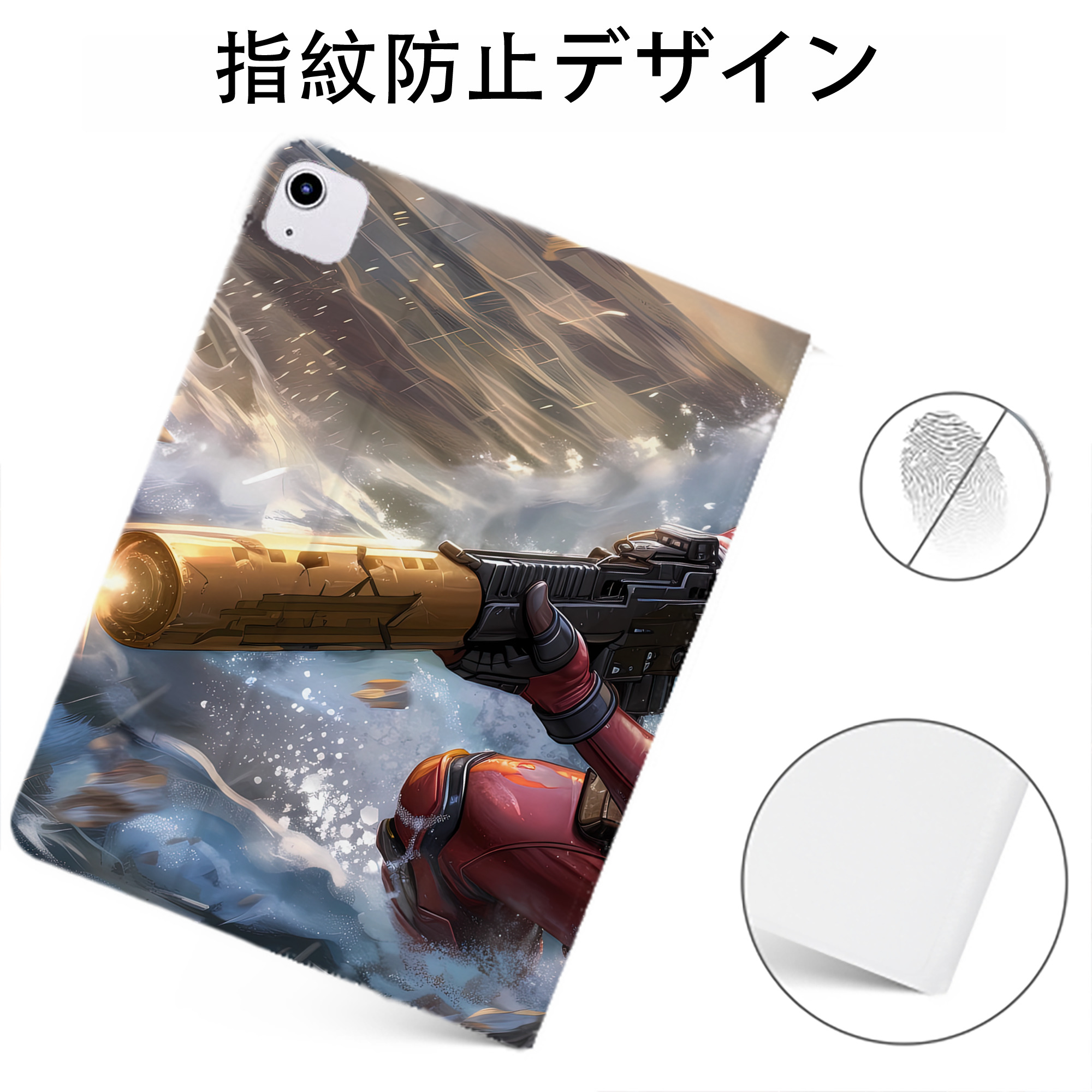 （画像用） Deadpool デッドプール IPadケース ペンホルダー付き ブックスタイルデザイン